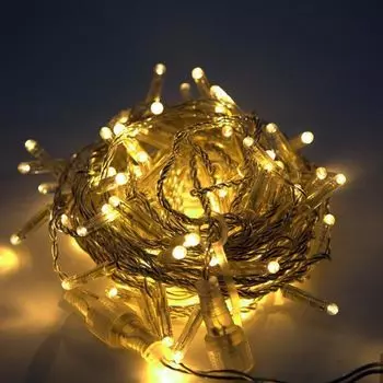 Светодиодная гирлянда Нить 10м 100LED теплый белый без мерцания 05-1975