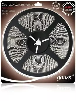 Светодиодная лента Gauss 5M красный 4.8W 3528SMD 60LED/m EB312000705