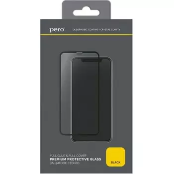 Стекло защитное PERO Full Glue для iPhone 15 Pro Max, черное