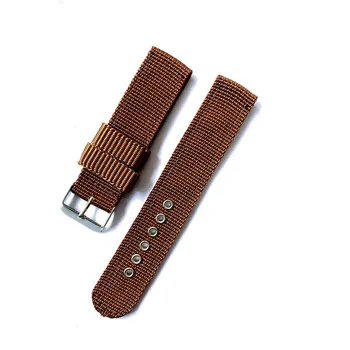 18/20/22mm With Steel Metal Needle Buckle Canvas Watch Strap Outdoor Sports Strap Nylon Watch Band AVE 18mm зелёный