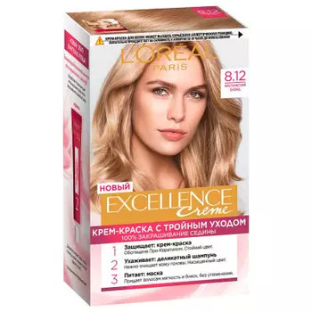 L'Oreal Paris Стойкая крем-краска для волос "Excellence", оттенок 8.12, Мистический блонд