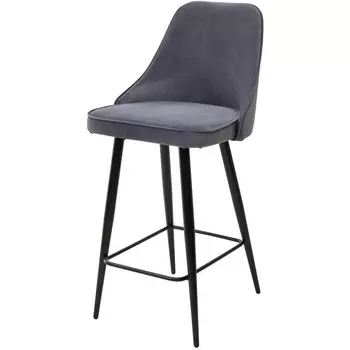 Полубарный стул СЕРЫЙ #27, велюр/ черный каркас (H=68cm) M-City NEPAL-PB 461MC03834