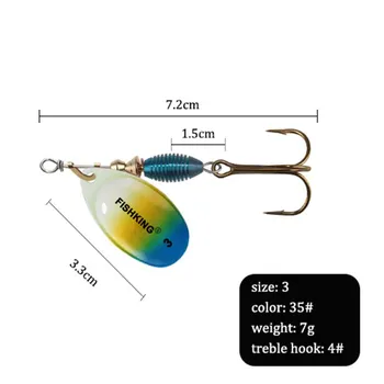 Рыболовная приманка FISHKING, спиннер-приманка, 4 г, 4,8 г, 7 г, 10 г, 14 г, ложковые приманки с тройными крючками Peche Jig Anzuelos isca Pesca 1-4.0g зелёный