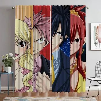Шторы для гостиной Шторы для комнаты 2 панели Fairy Tail Coral Home Interior Шторы Украшения на Хэллоуин Оттенки Раздел W50xH70cmx2pcs-CL
