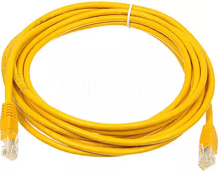 Патч-корд UTP кат.5e, 5м, RJ45-RJ45, желтый (630510)