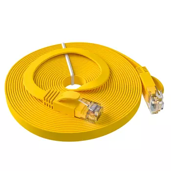Патч-корд UTP кат.6, 15м, RJ45-RJ45, желтый, CU, плоский, Greenconnect PROF GCR-52826 (GCR-52826)