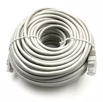Патч-корд UTP кат.5e, 30 м, RJ45-RJ45, серый, CCA, Buro