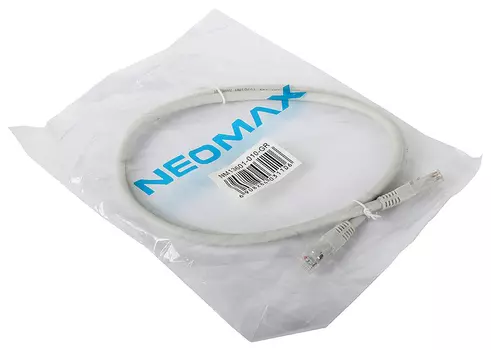 Патч-корд UTP кат.6 1м, RJ45-RJ45, серый, Neomax (NM13601-010)