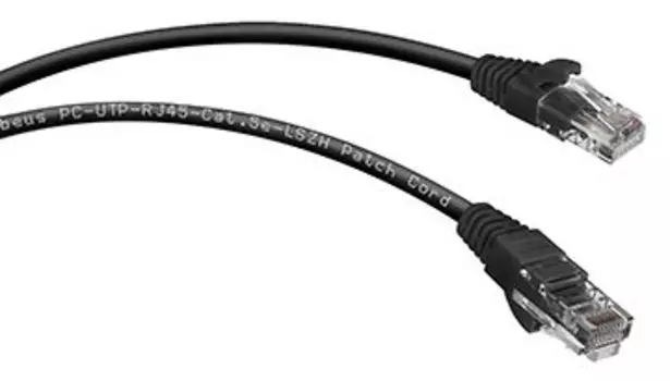 Патч-корд UTP кат.5e, 3 м, RJ45-RJ45, черный, CU, LSZH, Cabeus (PC-UTP-RJ45-Cat.5e-3m-BK-LSZH)