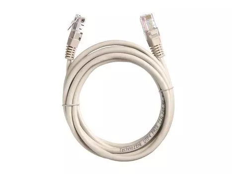 Патч-корд UTP кат.5e, 3 м, RJ45-RJ45, серый, LSZH, Netko (N.CCA.UTP.5e-3.0m-2-lszh)