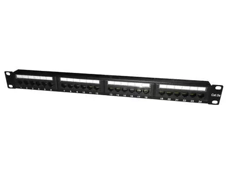 Патч-панель 19" 1U, порты: 24 x RJ-45 кат. 5e, черный, Netko (67033)