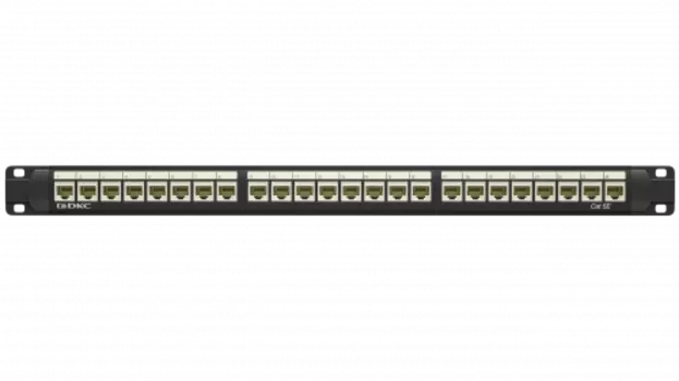Патч-панель в шкаф 19" 1U, порты: 24 x RJ-45, черный, DKC (RN5PPU24)
