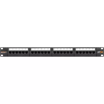 Патч-панель в шкаф 19" 1U, порты: 24 x RJ-45 кат. 5e, органайзер, черный, NIKOMAX (NMC-RP24UD2-1U-BK)