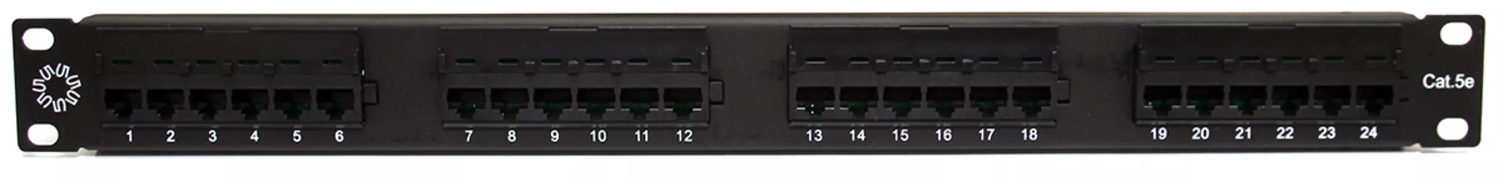 Патч-панель в шкаф 19" 1U, порты: 24 x RJ-45 кат. 5e, черный, PPU55-01, 5bites (PPU55-01)