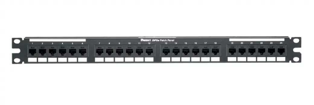 Патч-панель в шкаф 19" 1U, порты: 24 x RJ-45 кат. 6, черный, DP24688TGY, PANDUIT (DP24688TGY)