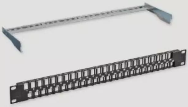 Патч-панель в шкаф 19" 1U, порты: 48, черный, Eurolan (27B-00-48BL)