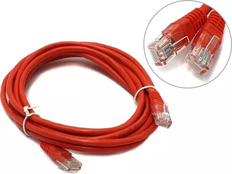 Патч-корд UTP кат.5e, 3м, RJ45-RJ45, красный, CCA, Exegate UTP-RJ45-RJ45-5e-3M-RD (EX258679RUS)