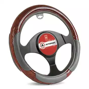 Чехол на руль AUTOPROFI SP-5022 L.GY (M) экокожа ПВХ размер M 37-39 см
