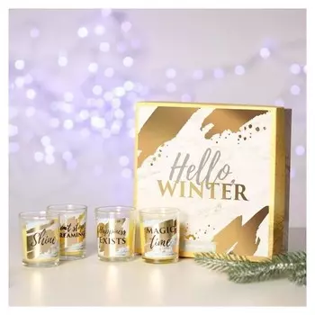 Набор свечей "Hello Winter!", 22 х 22 х 6 см