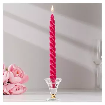 Набор свечей витых, 2,3х 24,5 см, 4 штуки, малиновый