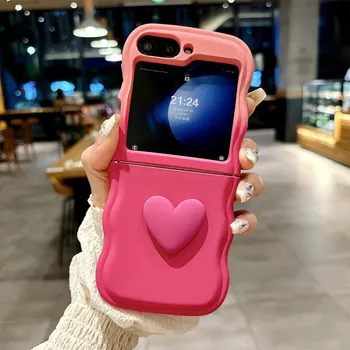 Градиентный волнистый чехол Love Heart из мягкого ТПУ для Samsung Galaxy Z Flip 6 5 4 3 Flip6 Flip5 Flip4 Flip3 5G волнистый волнистый чехол For Galaxy Z Flip 6