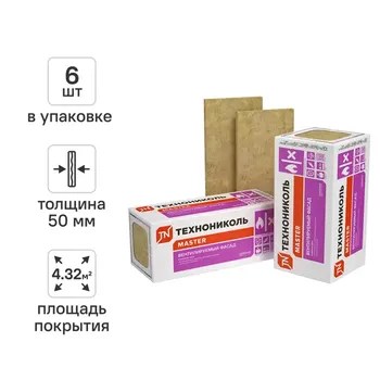 Утеплитель Технониколь ВентФасад 50 мм 6 шт 600x1200 мм 4.32 м