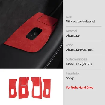 Для Tesla Model 3 Y-2023 автомобиля, панель управления окном, наклейка, кнопка, декор, дверной переключатель, накладка на рамку, крышка салона автомобиля LHD 4996 red