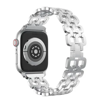 Роскошный ремешок для Apple Watch Band 38 мм, 40 мм, 41 мм, 42 мм, 44 мм, 45 мм, 49 мм, женский стальной ремешок iWatch Series 8/7/6/5/4/3/2/1/SE, металлический браслет 38/40/41mm чёрный
