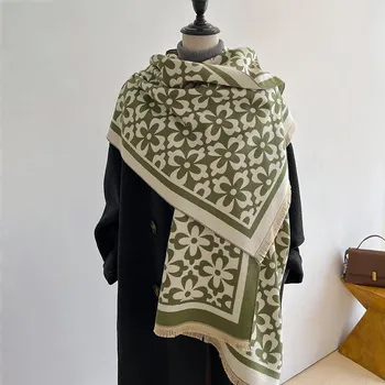 Fashion Print Scarf Cashmere Winter Pashmina Designer Women Thick Warm Blanket Female Bufanda Echarpe