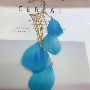 Серьги Большие серьги Висячие креативные клипсы с длинной кисточкой Ювелирные изделия Перо Женская вечеринка 23cm белый