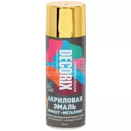 Эмаль аэрозольная, Decorix, Металлик, декоративная, акриловая, глянцевая, хром золото, NO.319, 520 мл