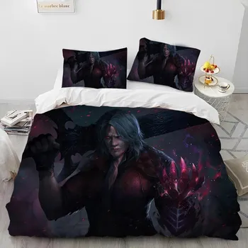 D-Devil May Cry DMC Game Gamer Комплект постельного белья, пододеяльник, комплект постельного белья, пододеяльник, наволочка, комплект постельного белья размера «king-size» для детей 70x133cm 2pcs