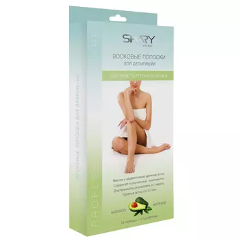 полоски для депиляции SHARY Silk Epil авокадо восковые для чувствительной кожи 12шт+2салфетки