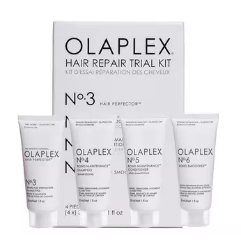 OLAPLEX Набор Комплексный активный уход, защита и восстановление (эликсир No.3 30 мл, шампунь №4 30 мл, кондиционер №5 30 мл, крем №6 30 мл) Olaplex Trial Kit