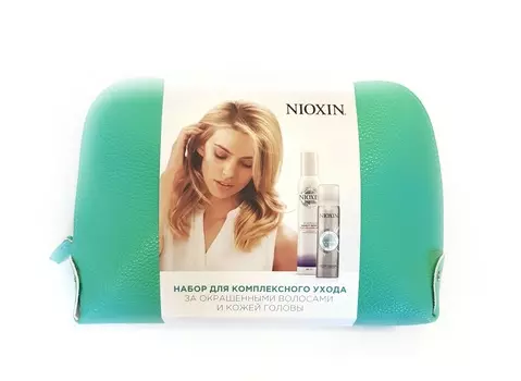 NIOXIN Набор подарочный в косметичке для защиты цвета и плотности окрашенных волос (мусс 200 мл, сухой шампунь 65 мл) 3D уход