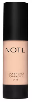 NOTE COSMETICS Основа тональная защитная с детокс-эффектом 02 / DETOX AND PROTECT FOUNDATION PUMP SPF15 35 мл