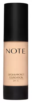NOTE COSMETICS Основа тональная защитная с детокс-эффектом 122 / DETOX AND PROTECT FOUNDATION PUMP SPF15 35 мл