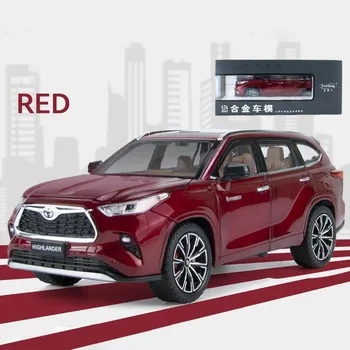 Модель автомобиля внедорожника Toyota Highlander в масштабе 1/24, игрушечный автомобиль из цинкового сплава, детский аудиовизуальный подарок для мальчиков и девочек 1/24-Size:21*8*7.5cm чёрный