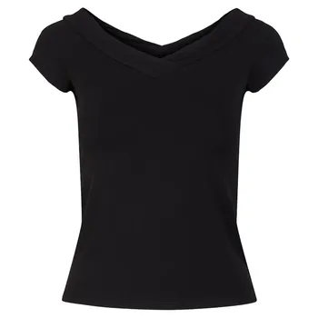 Футболка Pieces Maliva Off Shoulder short sleeve v neck, черный