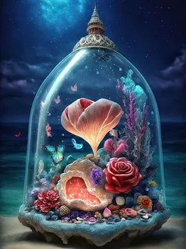 Стеклянные бутылки Art DIY Алмазная картина Фэнтези Ракушка с видом на море Алмазная вышивка Бабочка Мозаика Вышивка крестиком Девушка S470 Full Round 30x45CM