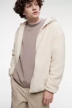 Худи oversize на молнии флисовая с капюшоном