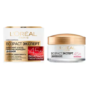 Крем для лица дневной LOREAL ВОЗРАСТ ЭКСПЕРТ лифтинг-уход против морщин 45+ с ретино-пептидами 50 мл