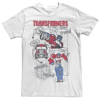 Мужская футболка Transformers Optimus Prime Transformation с комиксами Licensed Character, белый