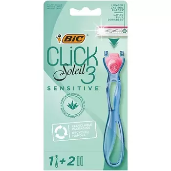 BIC Женская бритва 3 лезвия Click 3 Soleil Sensitive + 2 сменные кассеты 62.0