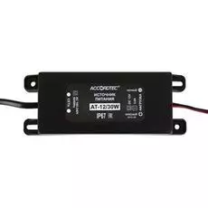 Источник питания AccordTec АТ-12/30W стабилизированный, 50 Гц 100...250 В, выходное напряжение постоянного тока 12 В, ном ток нагрузки 3 А, макс ток н
