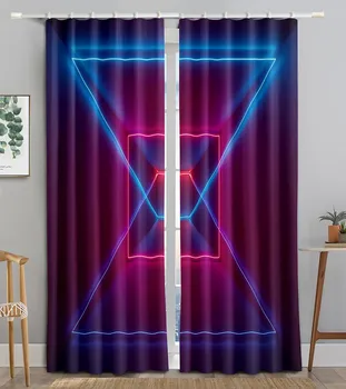 Неоновый свет 3D-печать WaveBlackout оконная штора для гостиной спальни ванной комнаты кухни двери шкафа Декор крючки W50 X H130(CM)X2&Hook