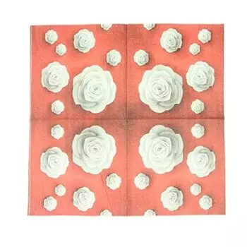 Салфетки бумажные 20шт, двухслойные, 33x33см "Белые розы" GC Design