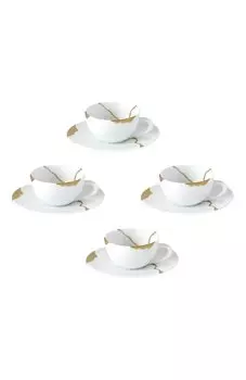 Набор Kintsugi из четырех кофейных чашек с блюдцами Bernardaud