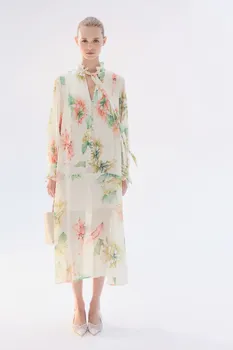 Шифоновое платье с защипами H&M, белый