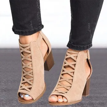 Женские туфли Rome One Ring Buckle Shoes Сандалии больших размеров на толстом каблуке Сандалии с вышитыми кисточками Офисные сандалии 43 чёрный